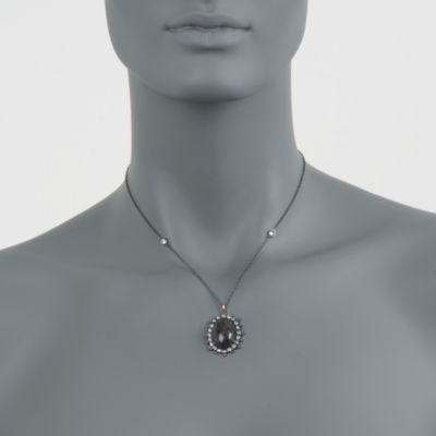 Tourmalinated Quartz and .11 ct. t.w. White Sapphire Drop Necklace in Two-Tone &mdash; Alt Image 2