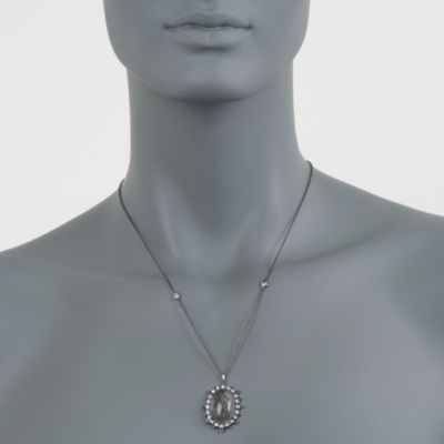Tourmalinated Quartz and .11 ct. t.w. White Sapphire Drop Necklace in Two-Tone &mdash; Alt Image 4