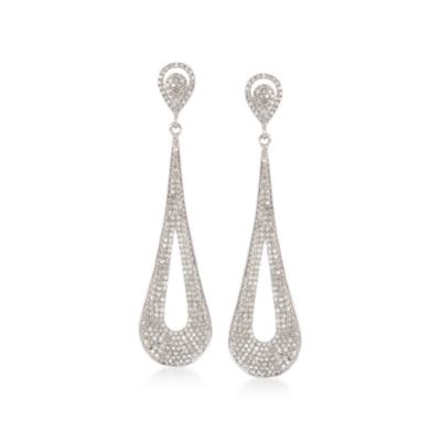 1.25 ct. t.w. Pave Diamond Drop Earrings in 14kt White Gold &mdash; Alt Image 1