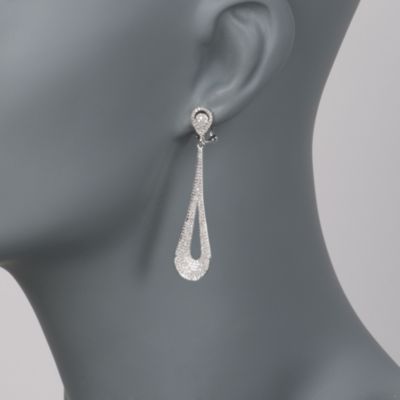 1.25 ct. t.w. Pave Diamond Drop Earrings in 14kt White Gold &mdash; Alt Image 2