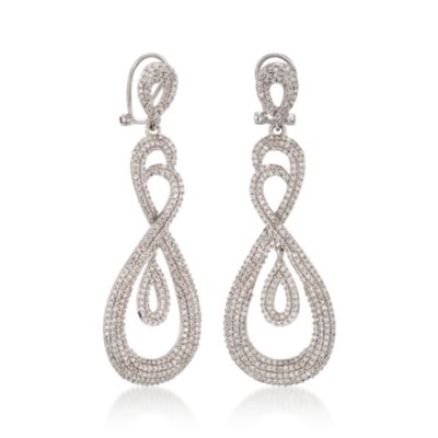 2.30 ct. t.w. Pave Diamond Swirl Drop Earrings in 14kt White Gold &mdash; Alt Image 3
