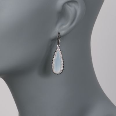 Moonstone and .99 ct. t.w. Diamond Teardrop Earrings in 14kt White Gold &mdash; Alt Image 2