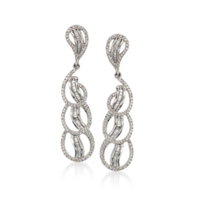 .89 ct. t.w. Diamond Loop Earrings in 14kt White Gold &mdash; Alt Image 1