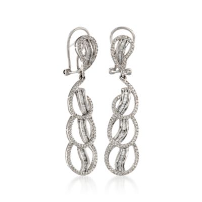 .89 ct. t.w. Diamond Loop Earrings in 14kt White Gold &mdash; Alt Image 3