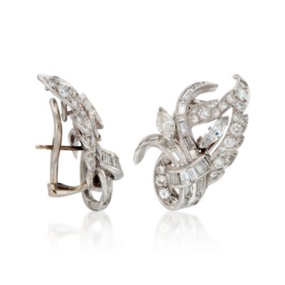 C. 1970 Vintage 3.75 ct. t.w. Diamond Earrings in Platinum &mdash; Alt Image 3