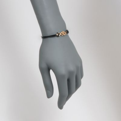 14kt Yellow Gold Infinity Bracelet With Black Leather Cords &mdash; Alt Image 2