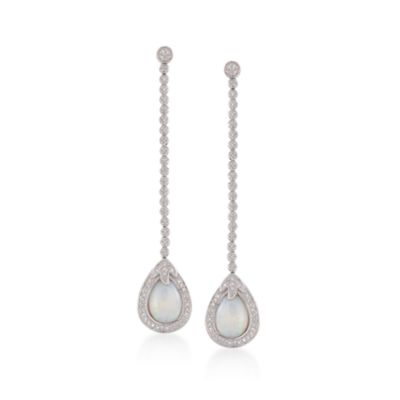 Opal and .33 ct. t.w. Diamond Linear Earrings in Sterling Silver &mdash; Alt Image 1