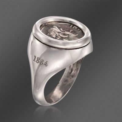 1884 Collection Sterling Silver Signet Ring With Coin &mdash; Alt Image 3