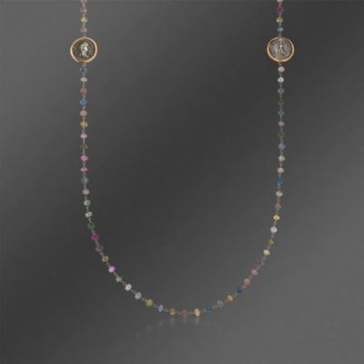 1884 Collection Two-Tone 'Rosa' Multicolored Sapphire Station Necklace With Coins. 44" &mdash; Alt Image 1