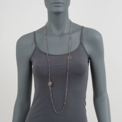 1884 Collection Two-Tone 'Rosa' Multicolored Sapphire Station Necklace With Coins. 44" &mdash; Alt Image 2