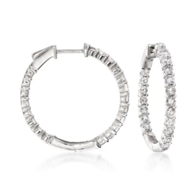 2.05 ct. t.w. Inside-Outside Diamond Hoop Earrings in 14kt White Gold &mdash; Alt Image 1