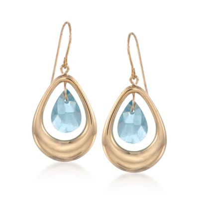 4.80 ct. t.w. Blue Topaz Teardrop Earrings in 14kt Yellow Gold &mdash; Alt Image 1
