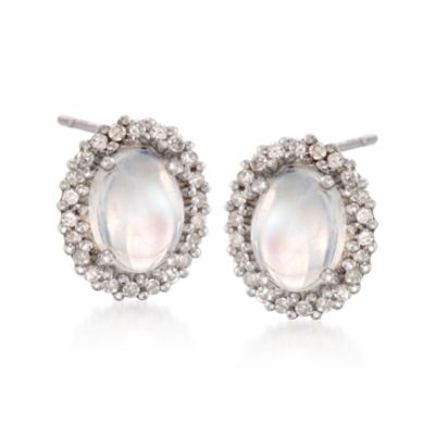 Moonstone and .26 ct. t.w. Diamond Earrings in Sterling Silver &mdash; Alt Image 1