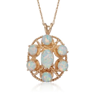 Opal Cluster Necklace in 14kt Yellow Gold. 18" &mdash; Alt Image 1