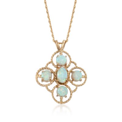 Opal Medallion Necklace in 14kt Yellow Gold. 18" &mdash; Alt Image 1