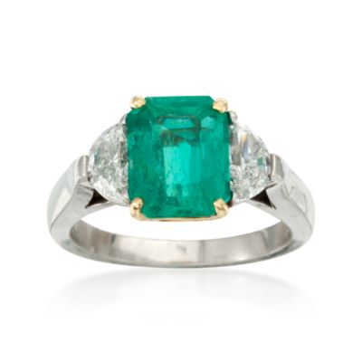 2.45 Carat Emerald Ring With Diamonds in Two-Tone &mdash; Alt Image 1