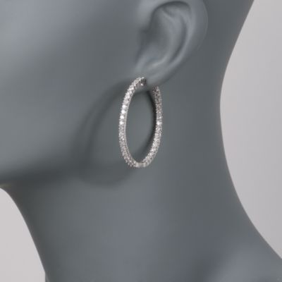 4.00 ct. t.w. Diamond In-And-Out Hoop Earrings in 14kt White Gold &mdash; Alt Image 2