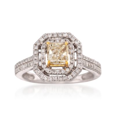 .40 Carat Yellow Diamond and .60 ct t.w. White Diamond Ring in 14kt White Gold &mdash; Alt Image 1