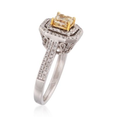 .40 Carat Yellow Diamond and .60 ct t.w. White Diamond Ring in 14kt White Gold &mdash; Alt Image 3