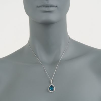 7.75 Carat London Blue Topaz and .70 ct. t.w. Diamond Pendant in 14kt White Gold &mdash; Alt Image 2