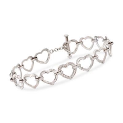 .10 ct. t.w. Diamond Heart Bracelet in Sterling Silver &mdash; Alt Image 1