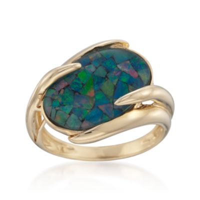 Mosaic Opal Doublet Ring in 14kt Yellow Gold &mdash; Alt Image 1