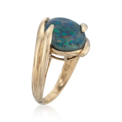 Mosaic Opal Doublet Ring in 14kt Yellow Gold &mdash; Alt Image 3