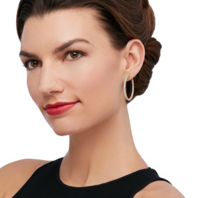 3.00 ct. t.w. Diamond In-And-Out Hoop Earrings in 14kt Yellow Gold &mdash; Alt Image 2