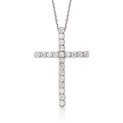 .75 ct. t.w. Diamond Cross Pendant Necklace in 14kt White Gold. 16" &mdash; Alt Image 1