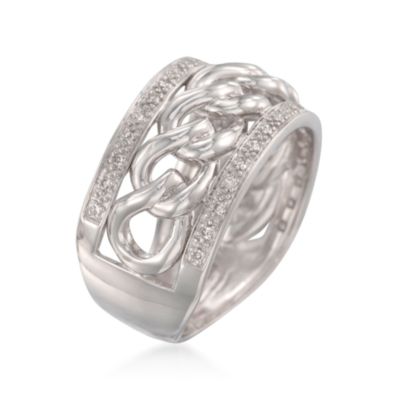 .10 ct. t.w. Diamond Chain-Link Ring in Sterling Silver &mdash; Alt Image 3