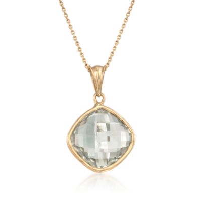 9.75 Carat Green Amethyst Necklace in 14kt Over Sterling. 18" &mdash; Alt Image 1