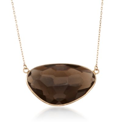 30.00 Carat Smoky Quartz Slice Necklace in 14kt Yellow Gold &mdash; Alt Image 1