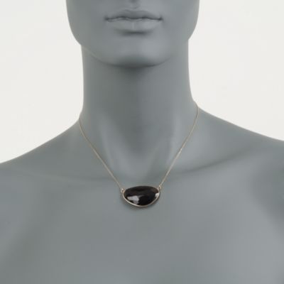 30.00 Carat Smoky Quartz Slice Necklace in 14kt Yellow Gold &mdash; Alt Image 2