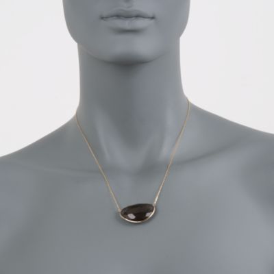 30.00 Carat Smoky Quartz Slice Necklace in 14kt Yellow Gold &mdash; Alt Image 3