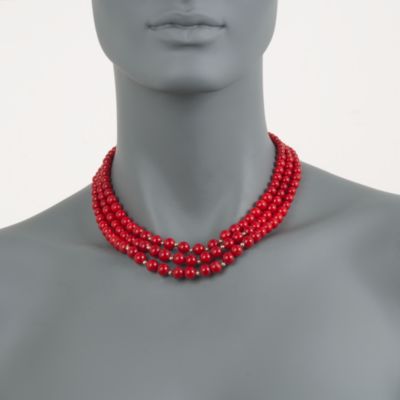 Three-Strand Graduated Coral Bead Necklace in 14kt Yellow Gold &mdash; Alt Image 3