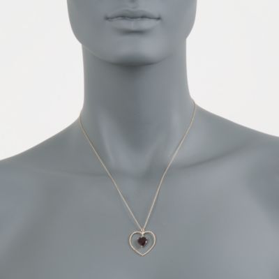 3.00 Carat Garnet Heart Necklace in 14kt Yellow Gold. 18" &mdash; Alt Image 2