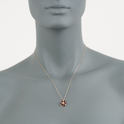 2.10 ct. t.w. Garnet Flower Necklace in 14kt Yellow Gold. 18" &mdash; Alt Image 2