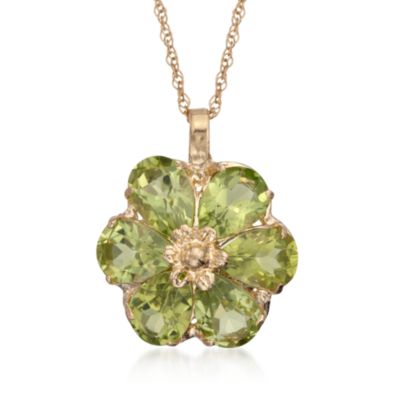 2.40 ct. t.w. Peridot Flower Necklace in 14kt Yellow Gold. 18" &mdash; Alt Image 1