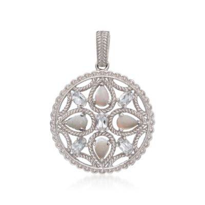 Opal and .50 ct. t.w. White Topaz Pendant in Sterling Silver &mdash; Alt Image 1