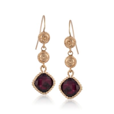 4.40 ct. t.w. Garnet Drop Earrings in 14kt Yellow Gold &mdash; Alt Image 1