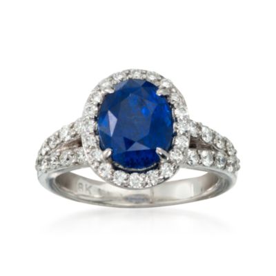 C. 2000 Vintage 4.00 Carat Sapphire and 1.00 ct. t.w. Diamond Ring in 18kt White Gold. Size 6 &mdash; Alt Image 1
