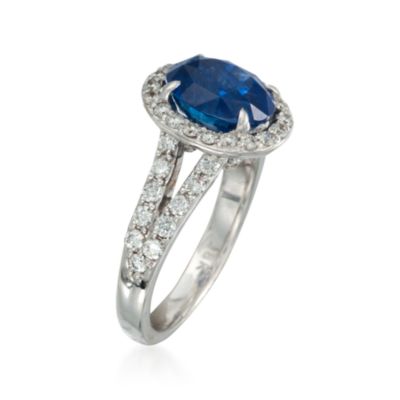 C. 2000 Vintage 4.00 Carat Sapphire and 1.00 ct. t.w. Diamond Ring in 18kt White Gold. Size 6 &mdash; Alt Image 3