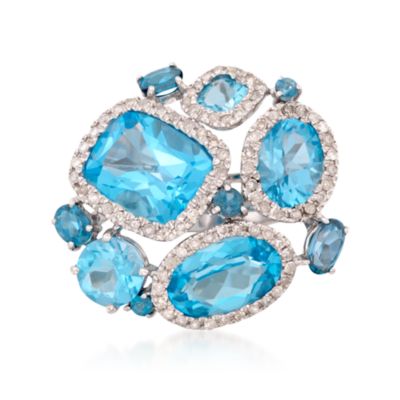 9.65 ct. t.w. Blue and White Topaz Cluster Ring in Sterling Silver &mdash; Alt Image 1