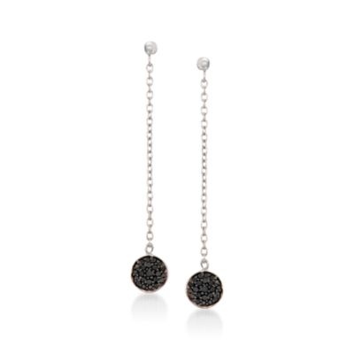 .25 ct. t.w. Black Diamond Linear Earrings in 14kt and Sterling Silver &mdash; Alt Image 1