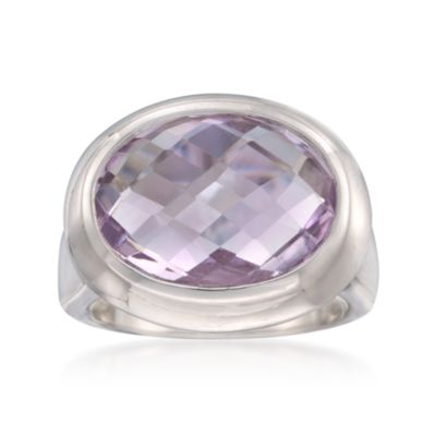 7.75 Carat Rose De France Amethyst Ring in Sterling Silver. &mdash; Alt Image 1