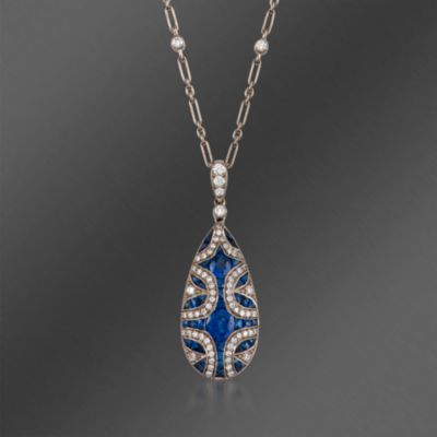 Kwiat 1.80 ct. t.w. Sapphire and .40 ct. t.w. Diamond Pendant Necklace in 18kt White Gold. 16" &mdash; Alt Image 1