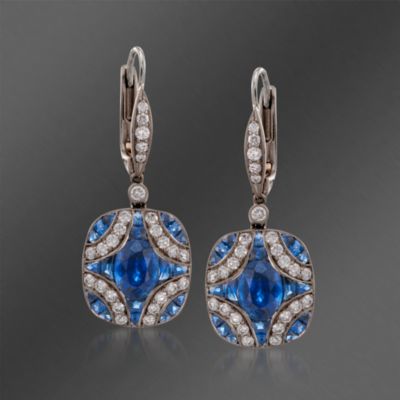 Kwiat 3.65 ct. t.w. Sapphire and .65 ct. t.w. Diamond Drop Earrings in 18kt White Gold.  &mdash; Alt Image 1