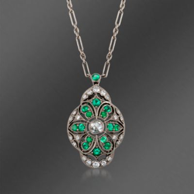Kwiat .25 ct. t.w. Emerald and .25  ct. t.w. Diamond Pendant Necklace in 18kt White Gold. 16" &mdash; Alt Image 1