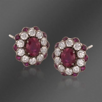 Kwiat 1.95 ct. t.w. Ruby and 1.10  ct. t.w.  Diamond Stud Earrings in 18kt White Gold &mdash; Alt Image 1