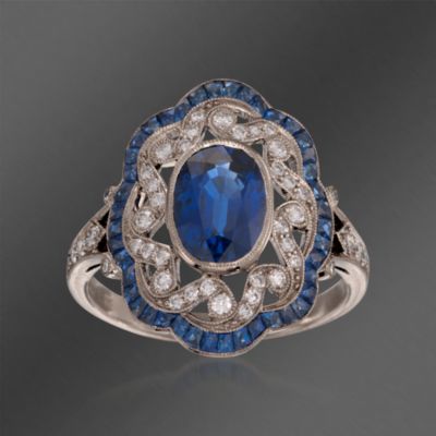Kwiat 2.20 ct. t.w. Sapphire and .25  ct. t.w.  Diamond Vintage-Style Ring in 18kt White Gold &mdash; Alt Image 1